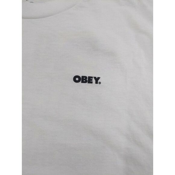 Obey Worldwide Visual Industries Logo T-Shirt White Size Medium - Picture 3 of 6